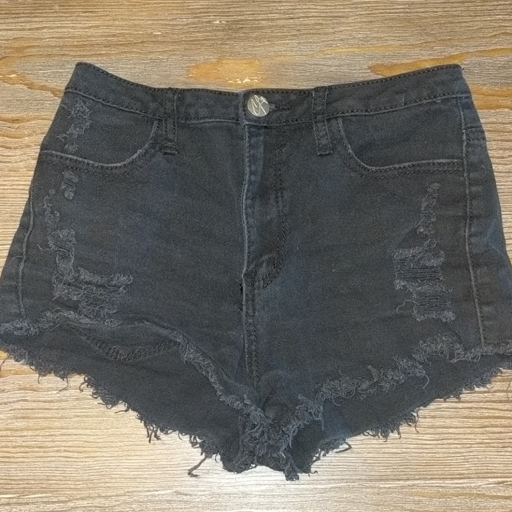Black jeans shorts
